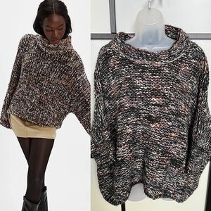 NWT Zara Oversized Boxy Italian Yarn Sweater Chunky Medium Boho Bohemian